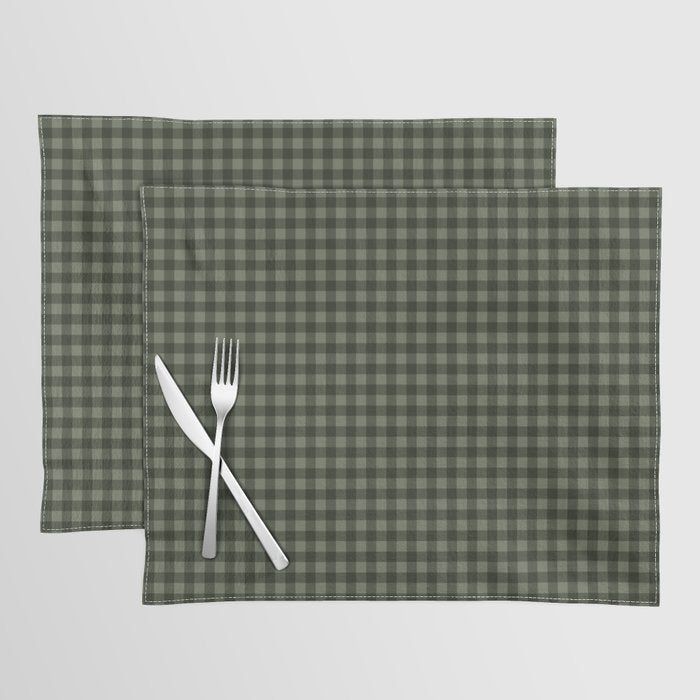 Gingham Plaid Pattern - Forest Green Placemat Gallery Image 1
