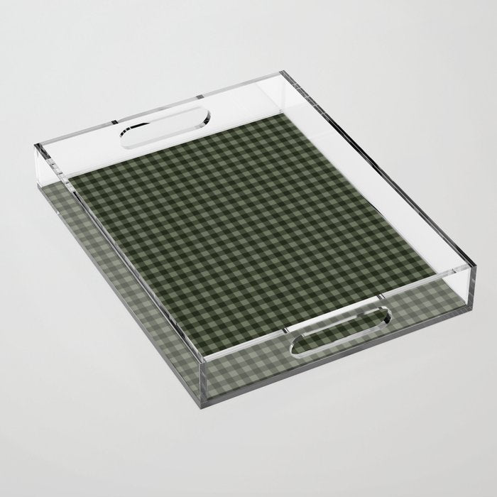 Gingham Plaid Pattern - Forest Green Acrylic Tray Gallery Image 1
