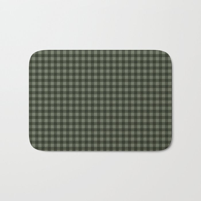 Gingham Plaid Pattern - Forest Green Bath Mat Gallery Image 1