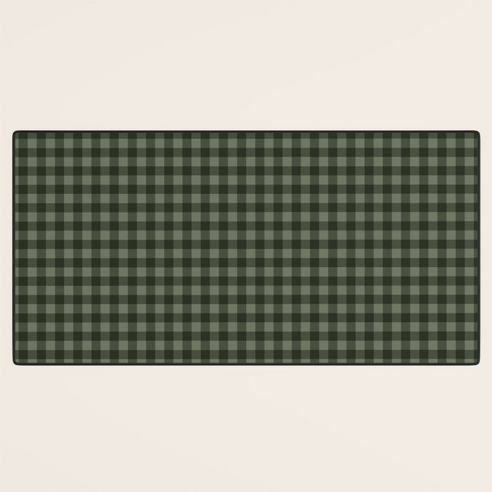 Gingham Plaid Pattern - Forest Green Desk Mat Gallery Image 3