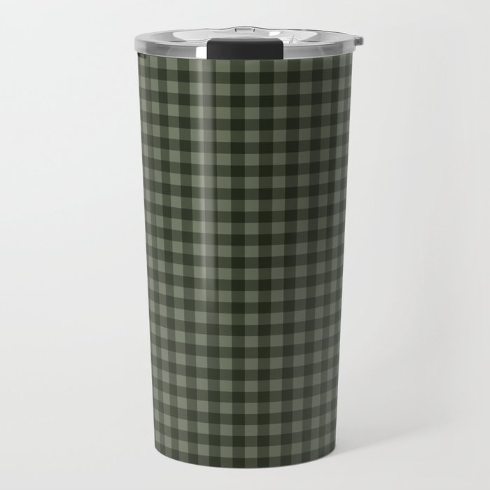 Gingham Plaid Pattern - Forest Green Travel Mug Gallery Image 1