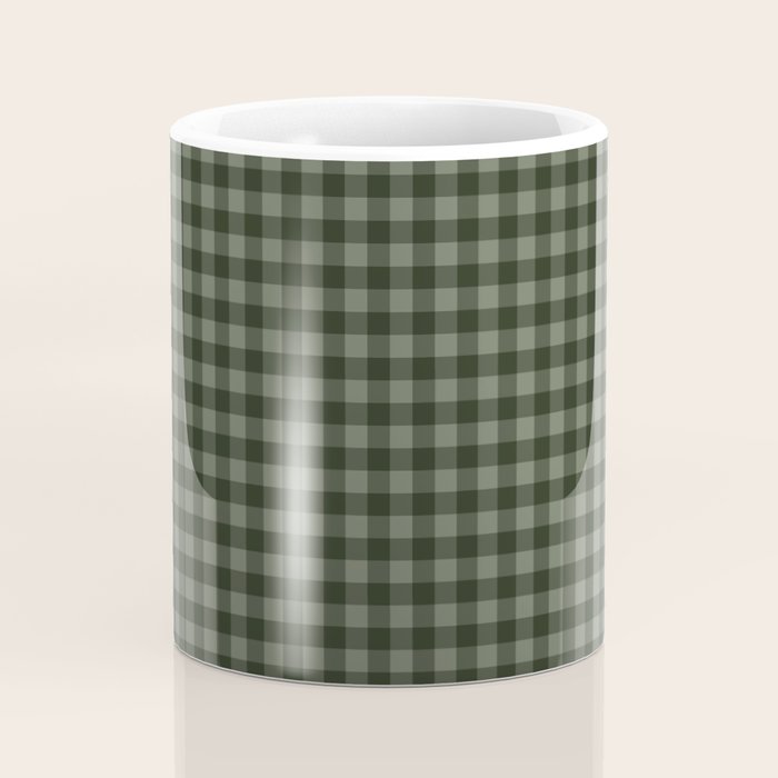 Gingham Plaid Pattern - Forest Green Coffee Mug Gallery Image 4