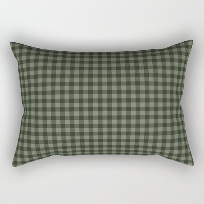 Gingham Plaid Pattern - Forest Green Rectangular Pillow Gallery Image 2