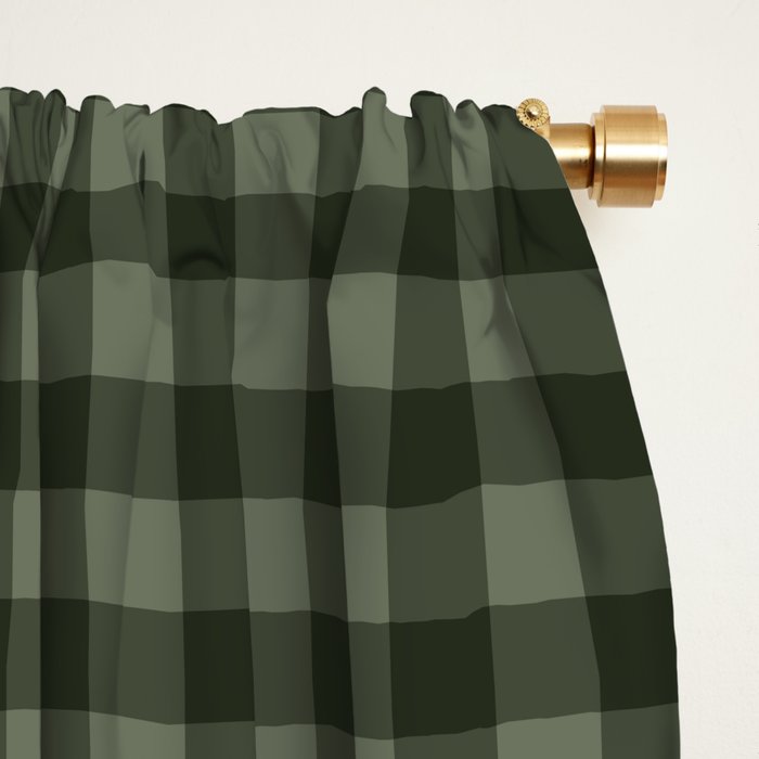 Gingham Plaid Pattern - Forest Green Window Curtain Gallery Image 2