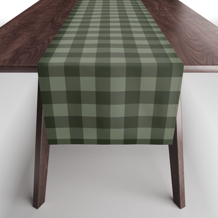 Gingham Plaid Pattern - Forest Green Table Runner Gallery Image 1