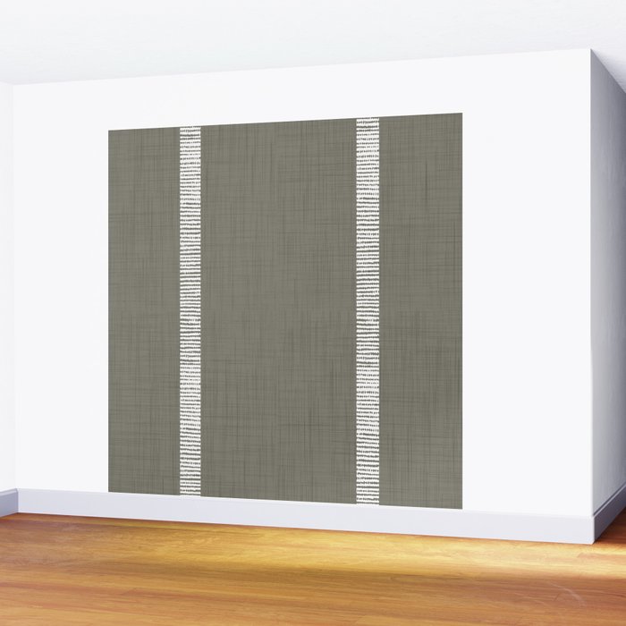 Modern Boho Serenity Stripes Muted Grey  Wall Mural Gallery Image 2