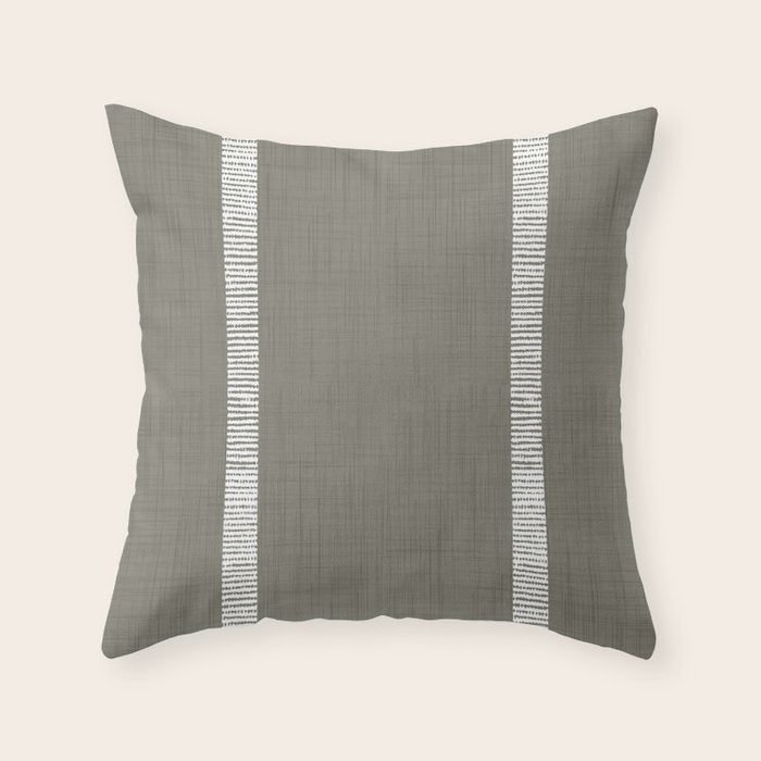 Modern Boho Serenity Stripes Muted Grey  Throw Pillow Gallery Image 1