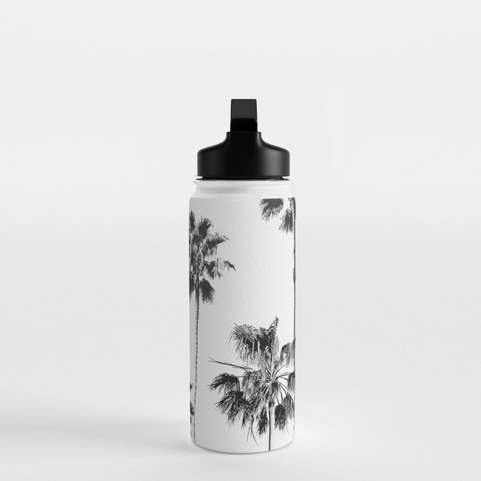 Black & White Palms 3 Water Bottle Gallery Image 3