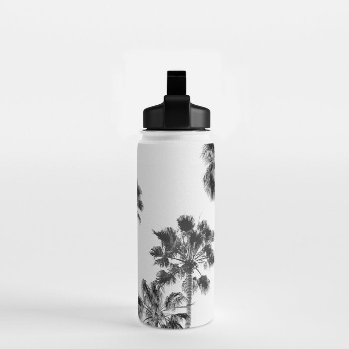 Black & White Palms 3 Water Bottle Gallery Image 2