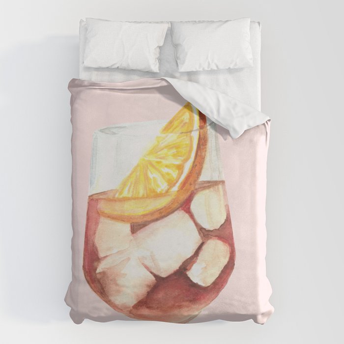 Aperol Spritz: Retro Classic Cocktail 01 Duvet Cover Gallery Image 6