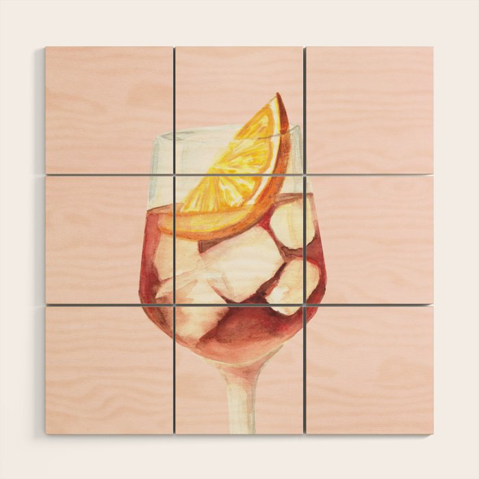 Aperol Spritz: Retro Classic Cocktail 01 Wood Wall Art Gallery Image 1