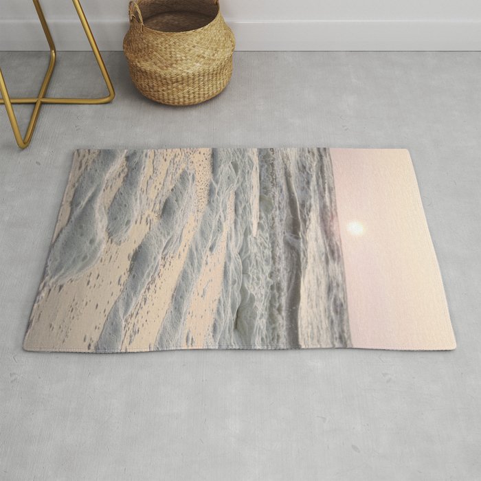 Pastel Tones Ocean In Holland Photo | Dutch Coast Seafoam And Waves Art Print | Travel Photography Rug Gallery Image 1