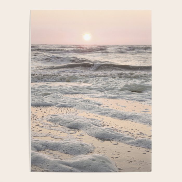 Pastel Tones Ocean In Holland Photo | Dutch Coast Seafoam And Waves Art Print | Travel Photography Poster Gallery Image 4