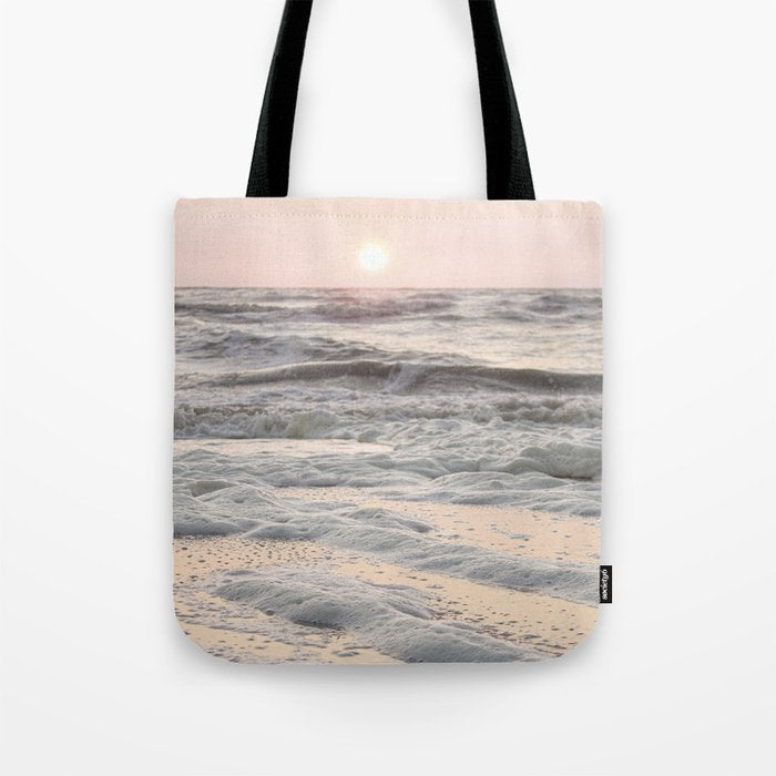 Pastel Tones Ocean In Holland Photo | Dutch Coast Seafoam And Waves Art Print | Travel Photography Tote Bag Gallery Image 1