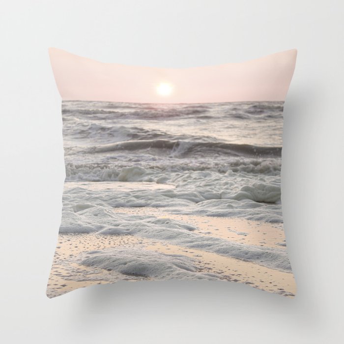 Pastel Tones Ocean In Holland Photo | Dutch Coast Seafoam And Waves Art Print | Travel Photography Throw Pillow Gallery Image 6