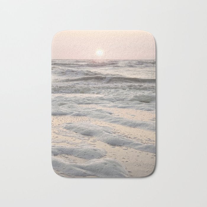 Pastel Tones Ocean In Holland Photo | Dutch Coast Seafoam And Waves Art Print | Travel Photography Bath Mat Gallery Image 1