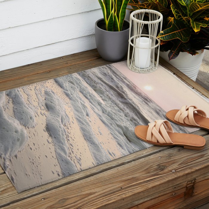 Pastel Tones Ocean In Holland Photo | Dutch Coast Seafoam And Waves Art Print | Travel Photography Outdoor Rug Gallery Image 2