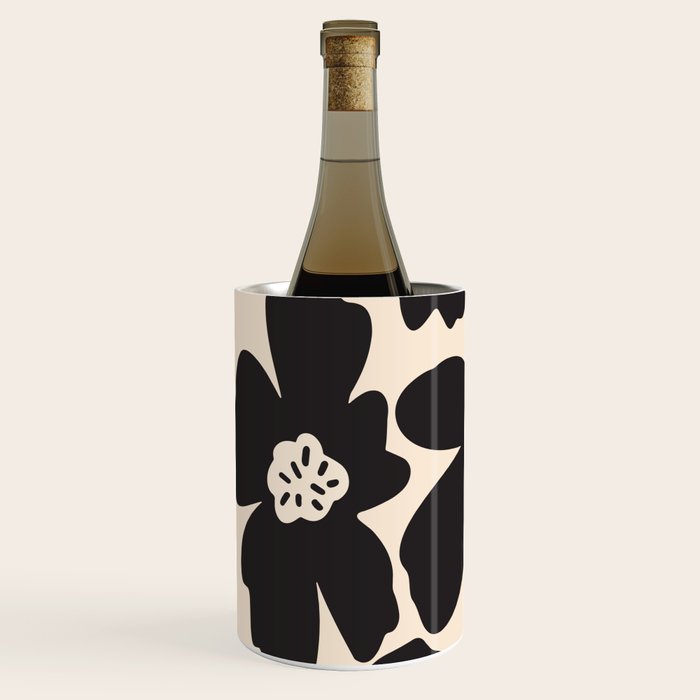 Black and White Retro Daisy Wine Chiller Gallery Image 2