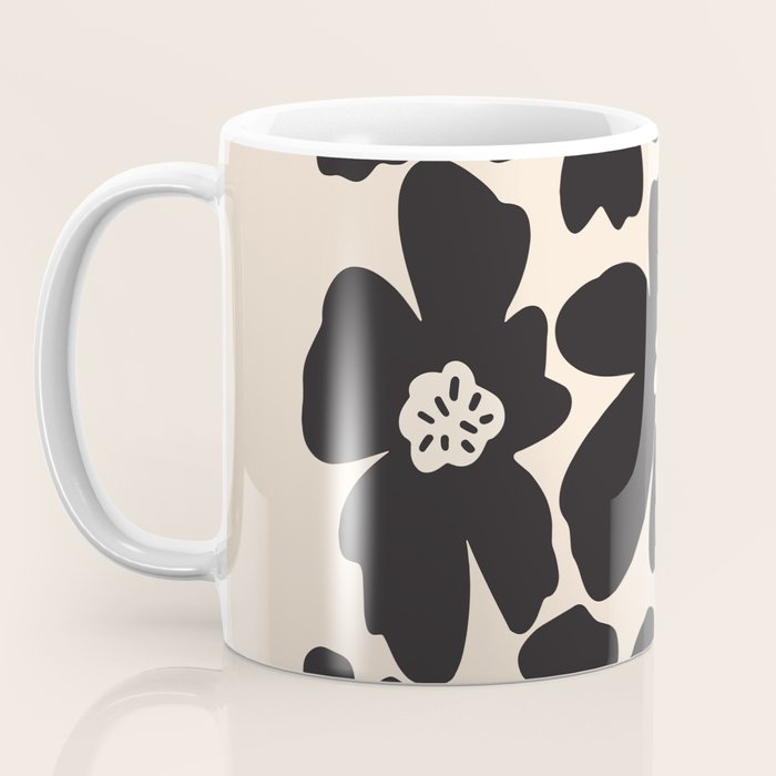 Black and White Retro Daisy Coffee Mug Gallery Image 3