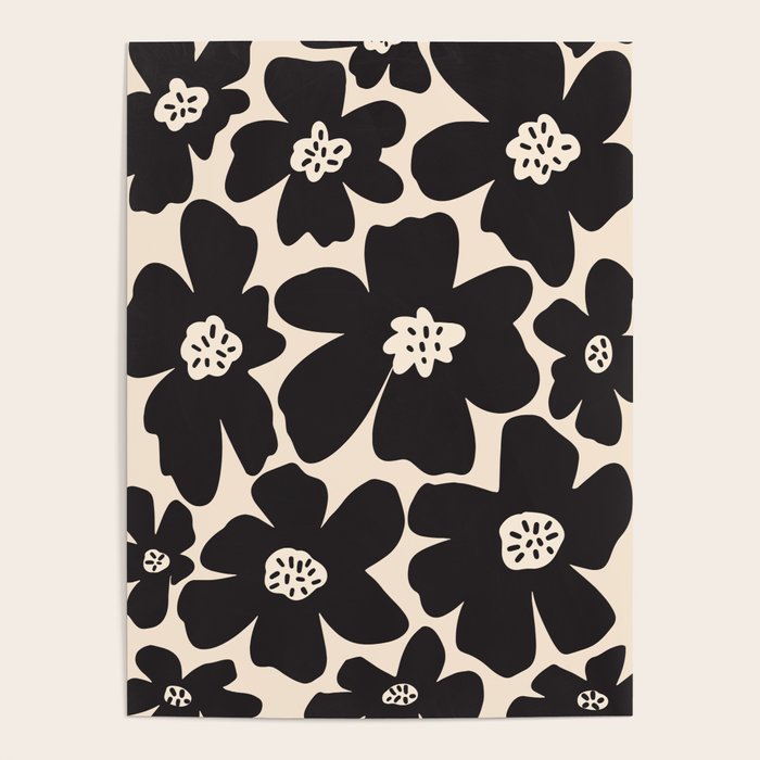 Black and White Retro Daisy Poster Gallery Image 4