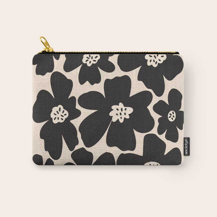 Black and White Retro Daisy Carry All Pouch Gallery Image 1