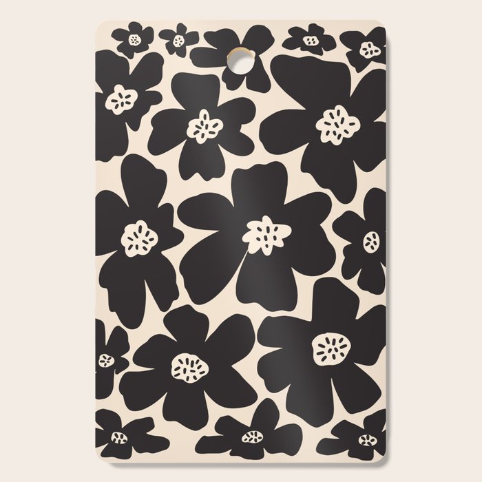 Black and White Retro Daisy Cutting Board Gallery Image 1