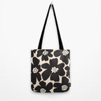 Black and White Retro Daisy Tote Bag Gallery Image 2