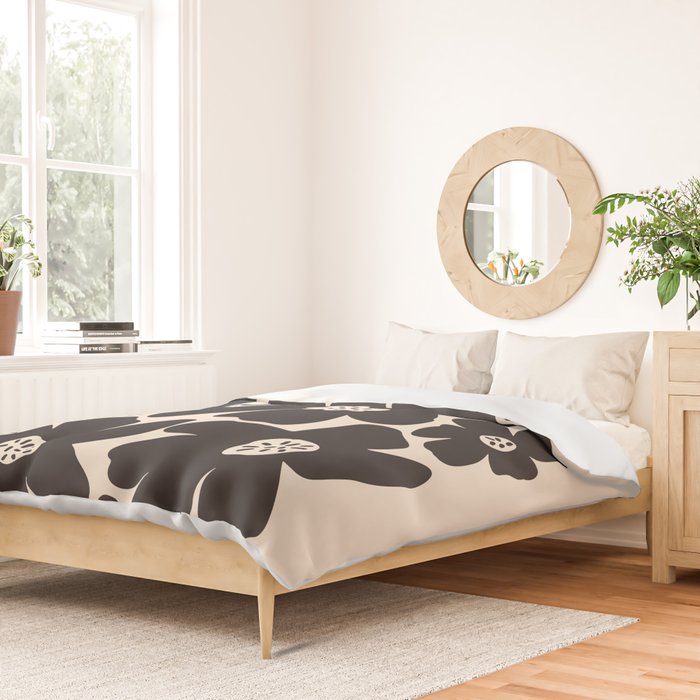 Black and White Retro Daisy Duvet Cover Gallery Image 2