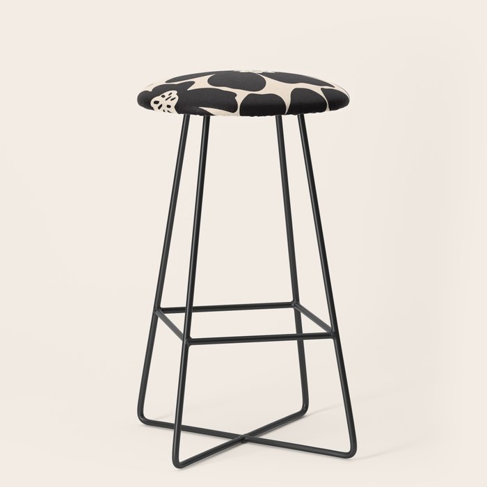 Black and White Retro Daisy Stool Gallery Image 1