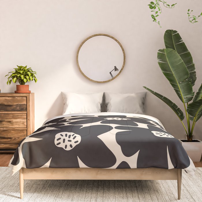 Black and White Retro Daisy Comforter Gallery Image 3
