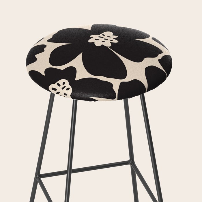 Black and White Retro Daisy Stool Gallery Image 2