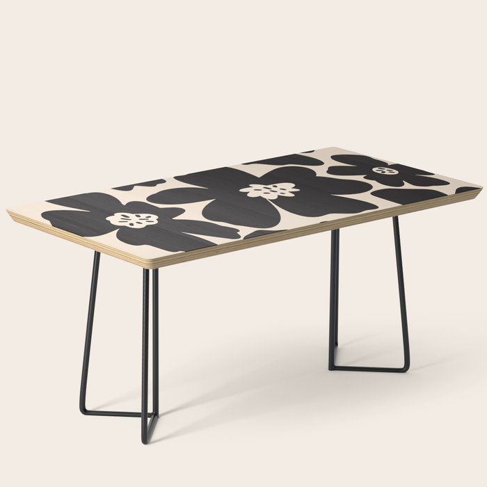 Black and White Retro Daisy Coffee Table Gallery Image 1