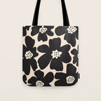 Black and White Retro Daisy Tote Bag Gallery Image 1