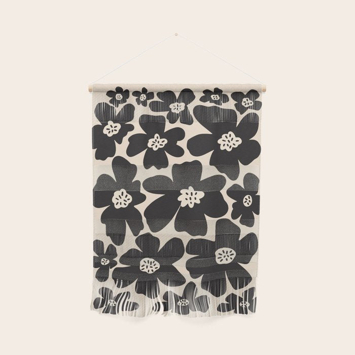 Black and White Retro Daisy Wall Hanging Gallery Image 1