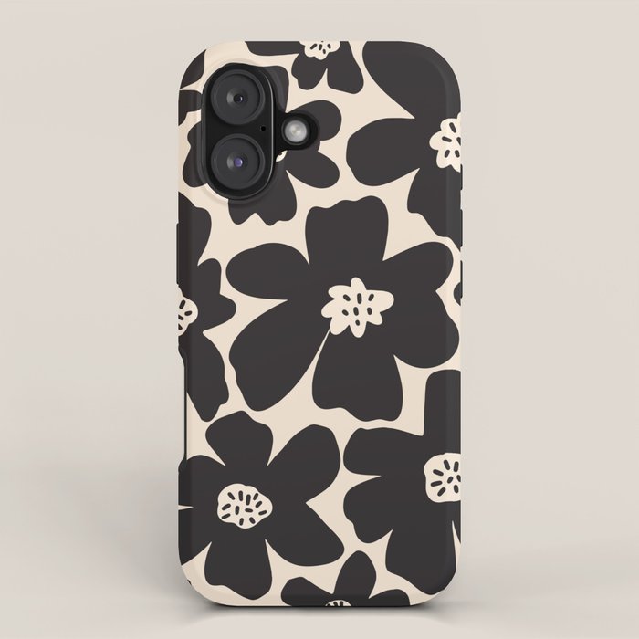 Black and White Retro Daisy iPhone Case Gallery Image 1