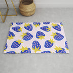 Vibrant Blue Strawberry Pattern Rug Gallery Image 1