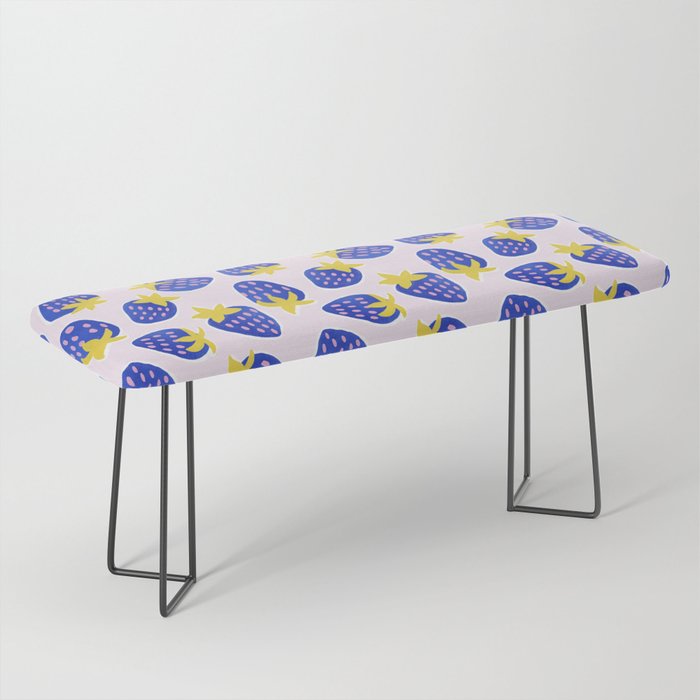 Vibrant Blue Strawberry Pattern Bench Gallery Image 1