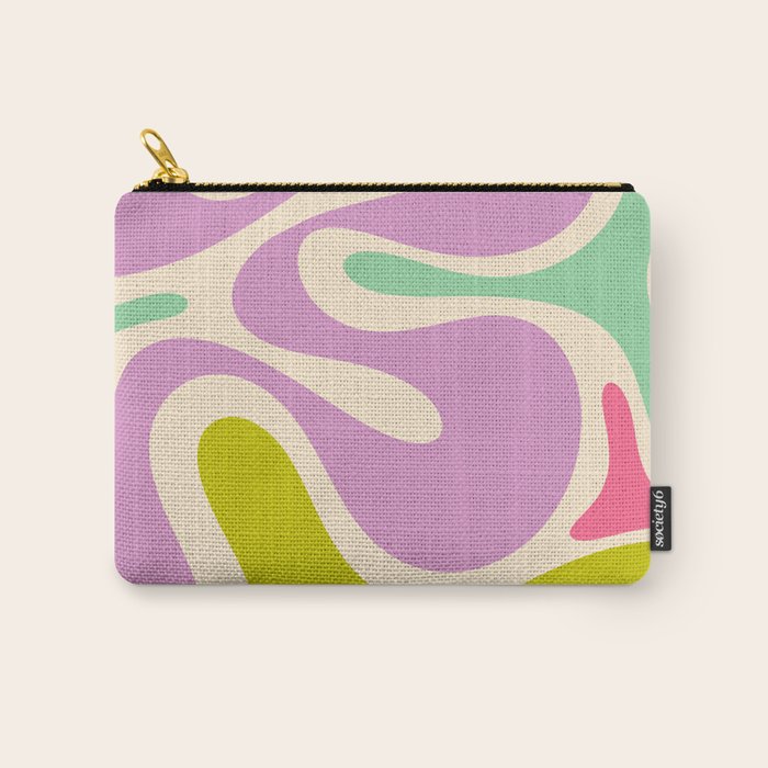 Smooth Contours Retro Modern Abstract Pattern Pastel Lavender Lime Orange Mint Carry All Pouch Gallery Image 1