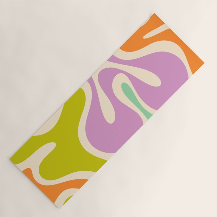 Smooth Contours Retro Modern Abstract Pattern Pastel Lavender Lime Orange Mint Yoga Mat Gallery Image 1