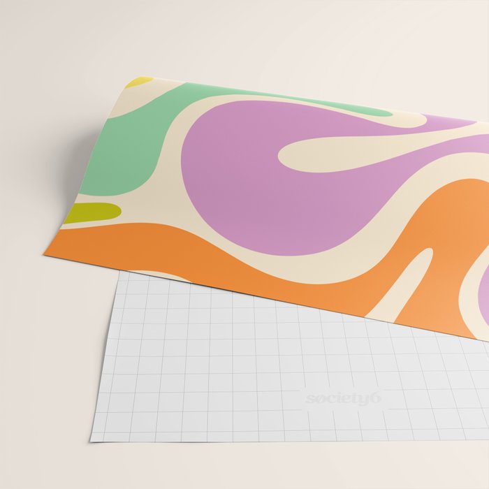 Smooth Contours Retro Modern Abstract Pattern Pastel Lavender Lime Orange Mint Wrapping Paper Gallery Image 2