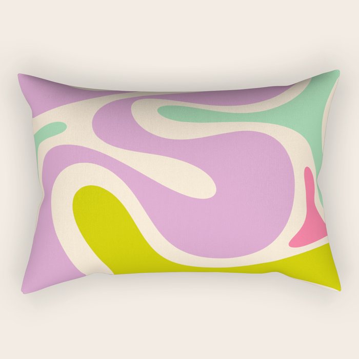 Smooth Contours Retro Modern Abstract Pattern Pastel Lavender Lime Orange Mint Rectangular Pillow Gallery Image 2