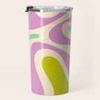Smooth Contours Retro Modern Abstract Pattern Pastel Lavender Lime Orange Mint Travel Mug Gallery Image 3