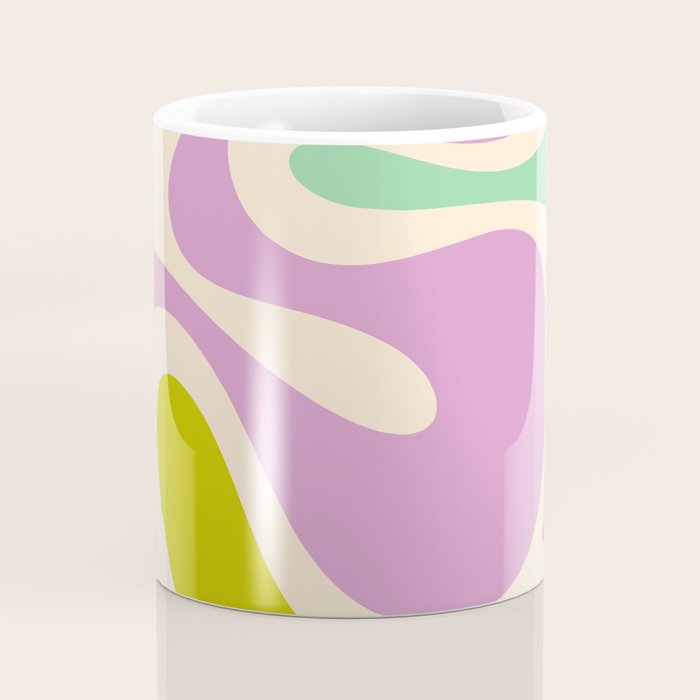 Smooth Contours Retro Modern Abstract Pattern Pastel Lavender Lime Orange Mint Coffee Mug Gallery Image 4