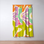 Smooth Contours Retro Modern Abstract Pattern Pastel Lavender Lime Orange Mint Window Curtain Gallery Image 3