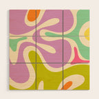 Smooth Contours Retro Modern Abstract Pattern Pastel Lavender Lime Orange Mint Wood Wall Art Gallery Image 3