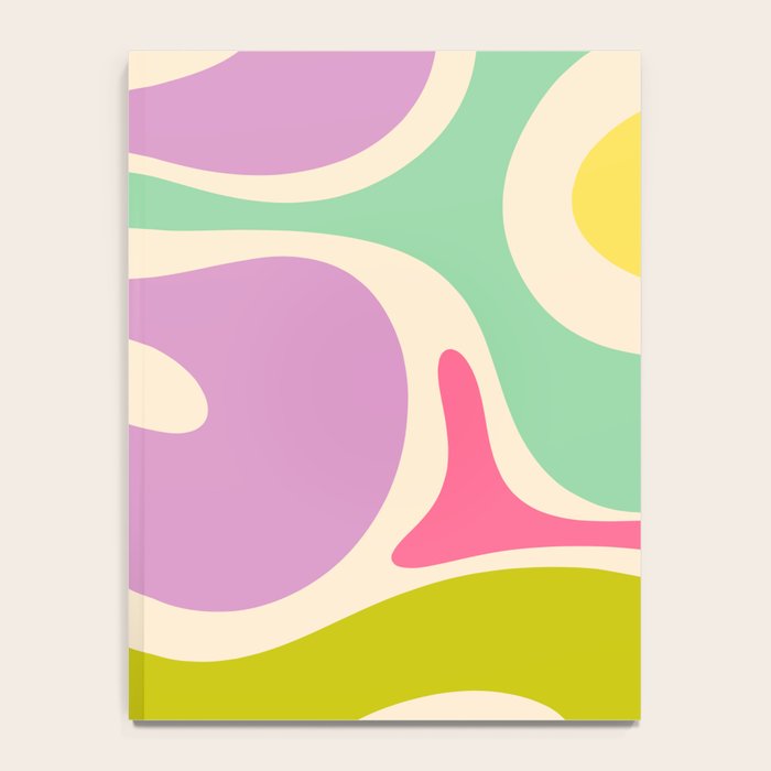 Smooth Contours Retro Modern Abstract Pattern Pastel Lavender Lime Orange Mint Notebook Gallery Image 4