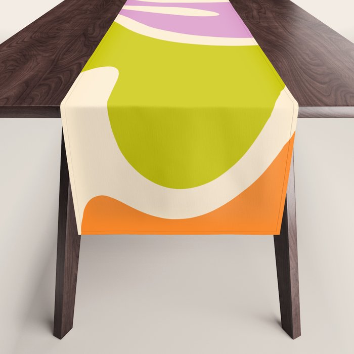 Smooth Contours Retro Modern Abstract Pattern Pastel Lavender Lime Orange Mint Table Runner Gallery Image 1