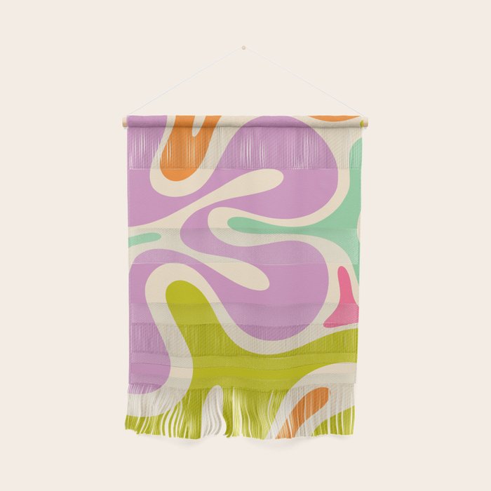 Smooth Contours Retro Modern Abstract Pattern Pastel Lavender Lime Orange Mint Wall Hanging Gallery Image 1