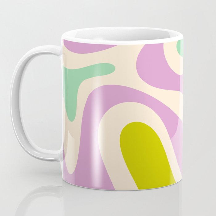 Smooth Contours Retro Modern Abstract Pattern Pastel Lavender Lime Orange Mint Coffee Mug Gallery Image 3