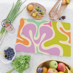 Smooth Contours Retro Modern Abstract Pattern Pastel Lavender Lime Orange Mint Cutting Board Gallery Image 2